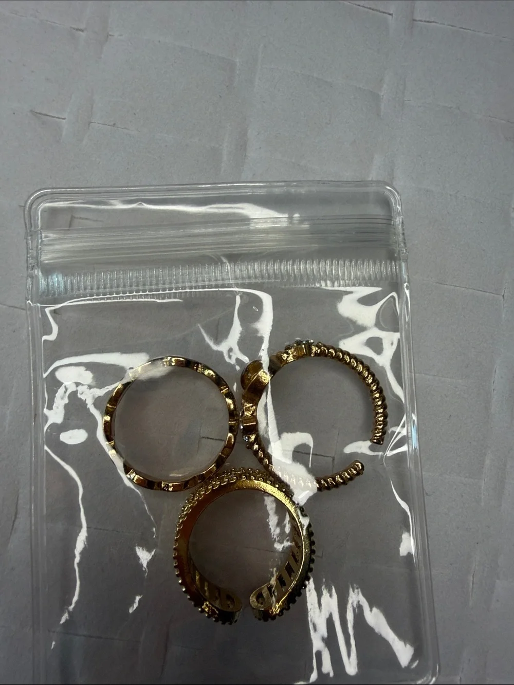 Gold-Tone White Enamel and Crystal Accent Ring Set - Women Jewelry